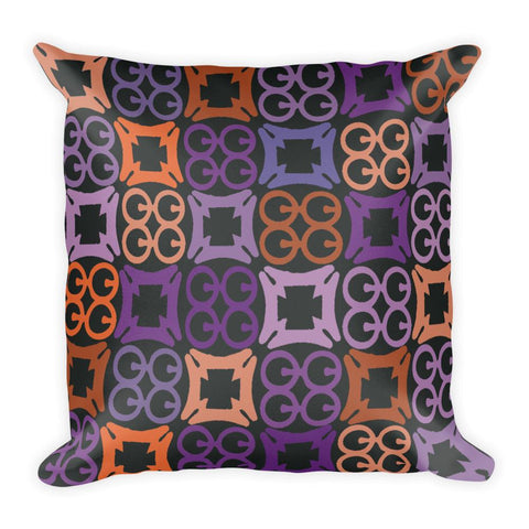 African Print Home Decor Pillow in Orange, Blue and Black -Square Pillow - Adventacle