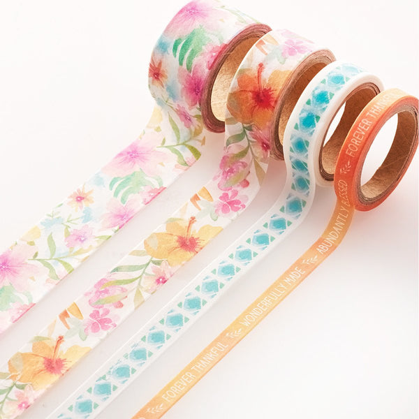 Bible Journaling Washi Tape Set - Set of 8 pieces - Blossoms of blessings OR 4 piece set - Forever Thankful - Adventacle