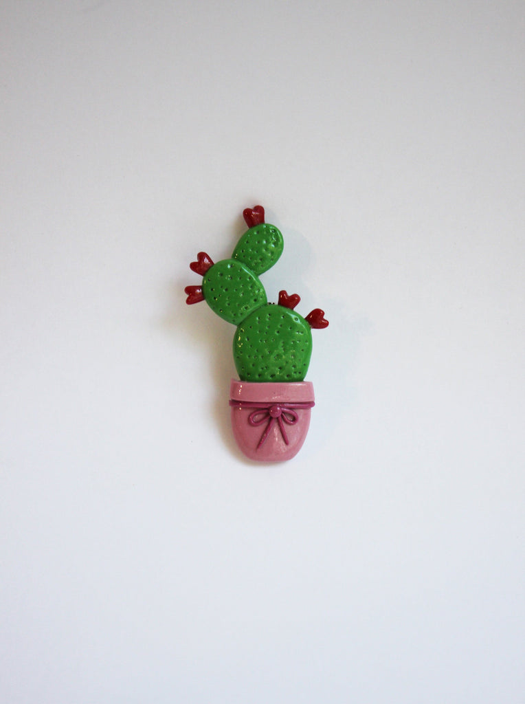 Cactus brooch, handmade from polymer clay - Adventacle