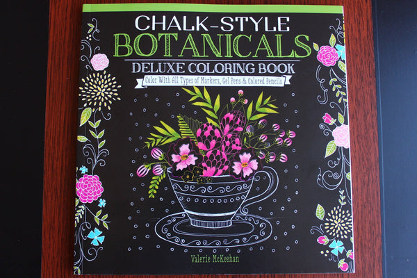 Chalkboard style adult coloring book - Chalk-Style Botanicals Deluxe Coloring Book - Color with markers, colored pencils or gel pens - Adventacle