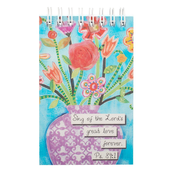 Floral Blessings Notepad - Ps 89:1 - Religious gift idea for girls, women, mom, aunt, sister - Christian gifts under 20 - Adventacle
