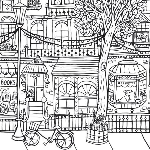 Giant Coloring Poster in City print - Wall decor to color - Great Christmas gift idea for kids or adults - Adventacle