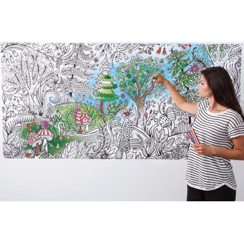 Giant Coloring Poster in Forest print - Wall Art To Color -Great Gift For Him Or Her - Adventacle