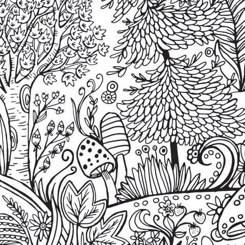 Giant Coloring Poster in Forest print - Wall Art To Color -Great Gift For Him Or Her - Adventacle