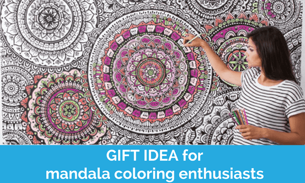 GIANT Mandala Coloring Poster for Adults - Great Christmas Gift for Him or Her - Wall Art poster decor - Adventacle