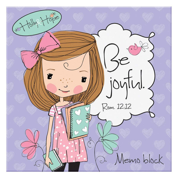 Holly & Hope Be Joyful Memo Block - Rom 12:12 - Cute kawaii notepad - gift idea under 5 for her - Adventacle