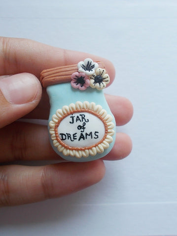 Jar of Dreams brooch, Handmade gift for the ambitious hopeful - Adventacle