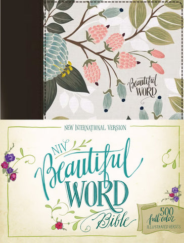NIV, Beautiful Word Bible, Cloth over Board, Multi-color Floral; 500 Full-Color Illustrated Verses and some blank columns for illustrations - Adventacle