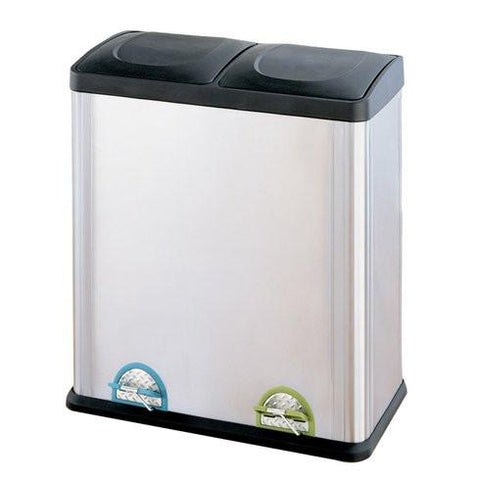 Organize It All Recycling Bin - 15.85 Gallon Step-On Stainless Steel Trash Can - 60 Liters Recycling Can - Adventacle