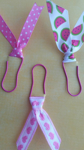 Paper clip set - Watermelon, dots and hearts - Ribbon clips - Adventacle