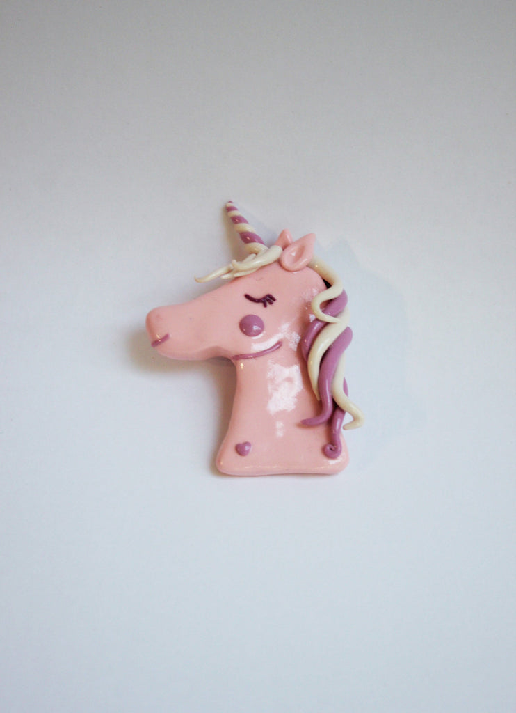 Pink unicorn brooch, handmade fashion statement piece - Adventacle