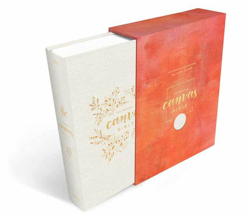 The Message Canvas Journaling Bible -White Canvas cover with gold foil detail- MSG Bible - Wedding Bible - - Adventacle